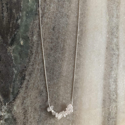 rose quartz necklace on sterling silver