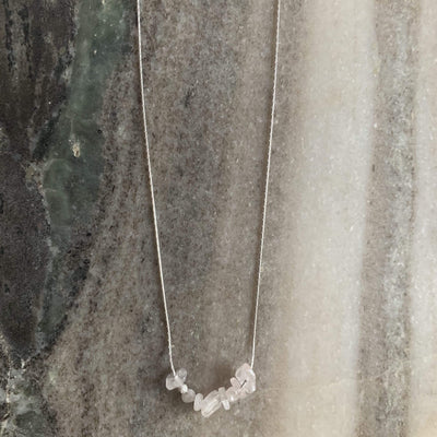 rose quartz necklace on sterling silver