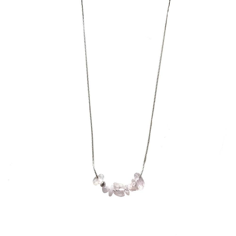 rose quartz necklace on sterling silver