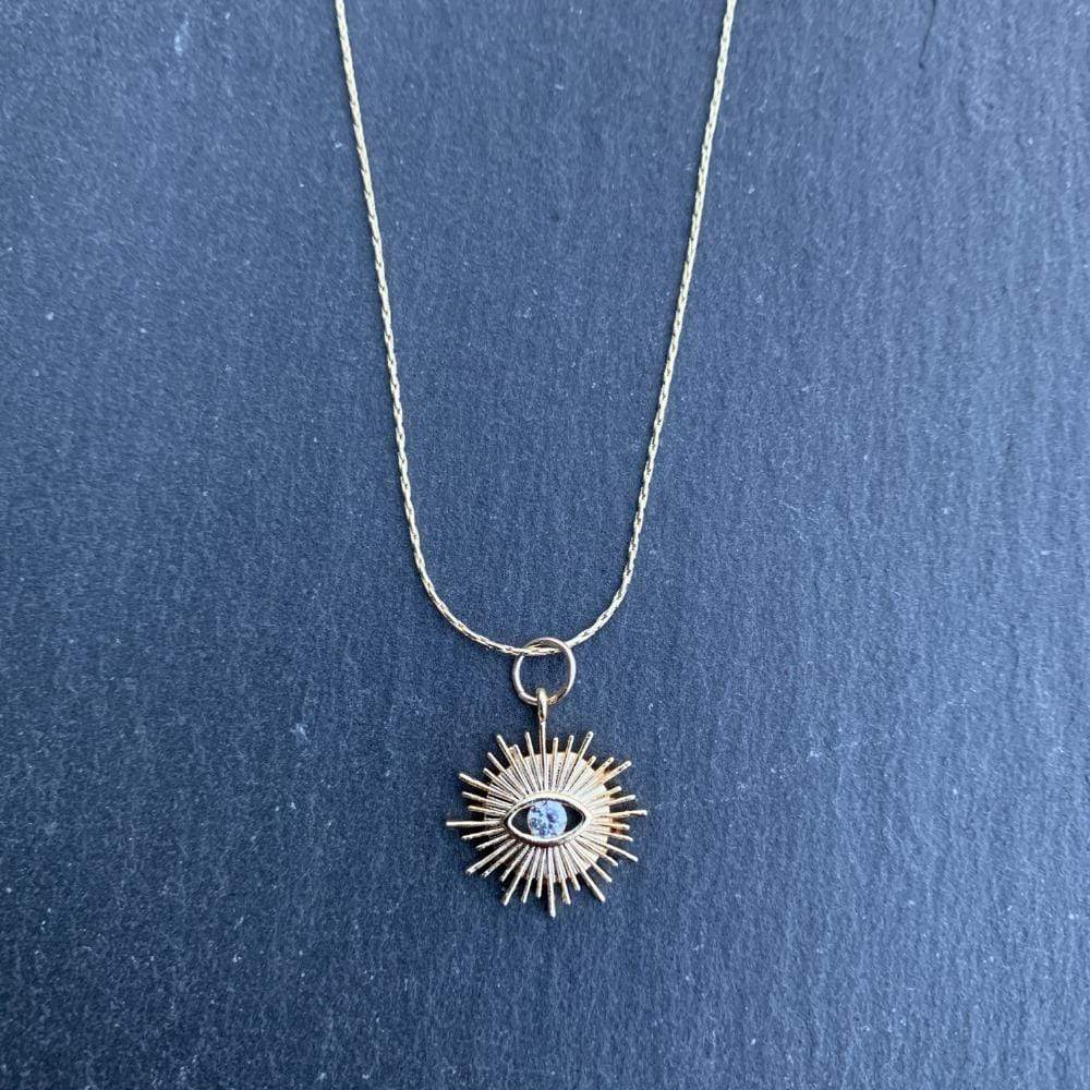 Sun Necklace Gold-plated 18k, Zircon