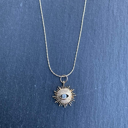 Sun Necklace Gold-plated 18k, Zircon