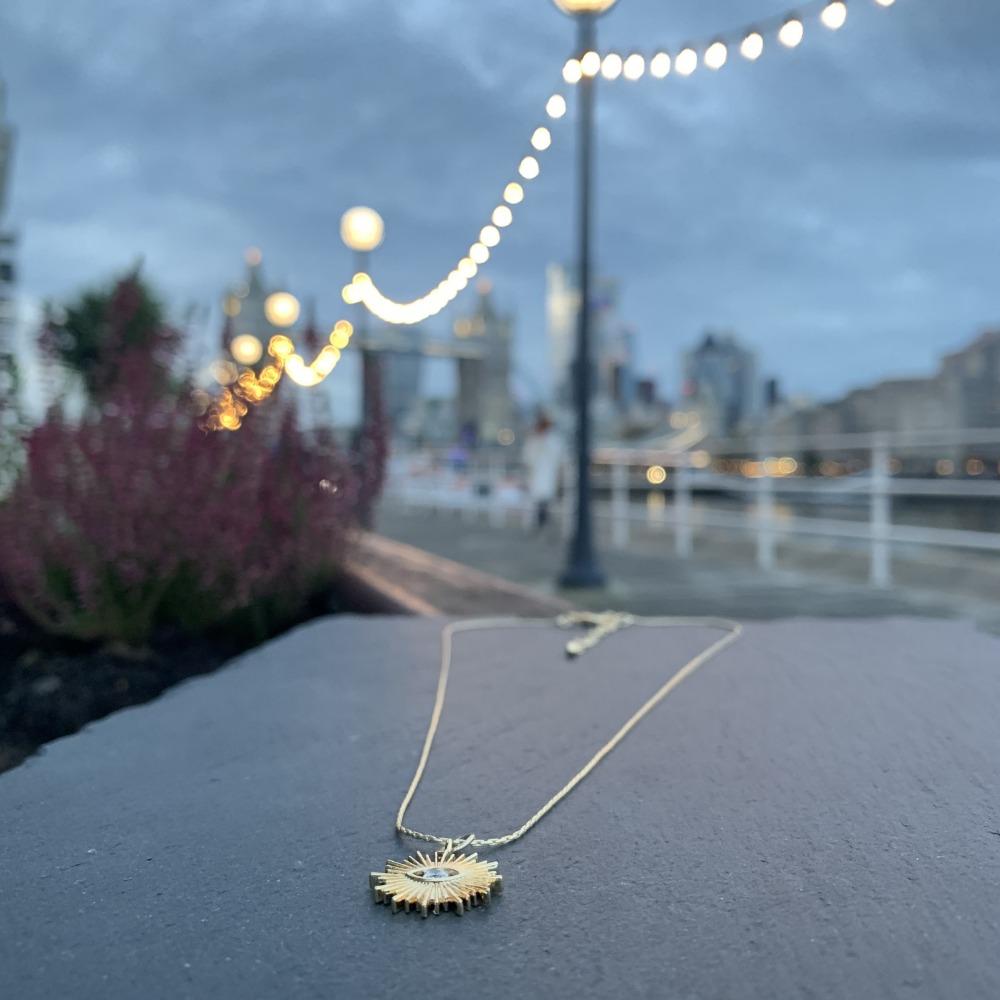 Sun necklace gold plated 18k, zircon
