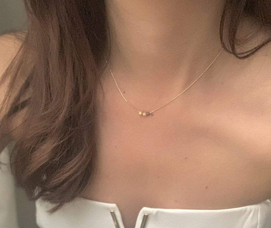 Trio gold dainty necklace