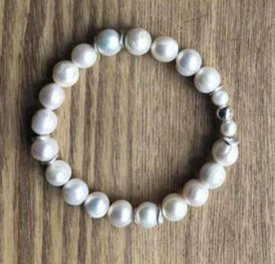 white pearl silver bracelet